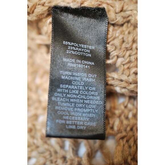 Frye Cinnamon Brown Open Knit Long Sleeve Cardigan Sweater Size Large - Picture 11 of 12